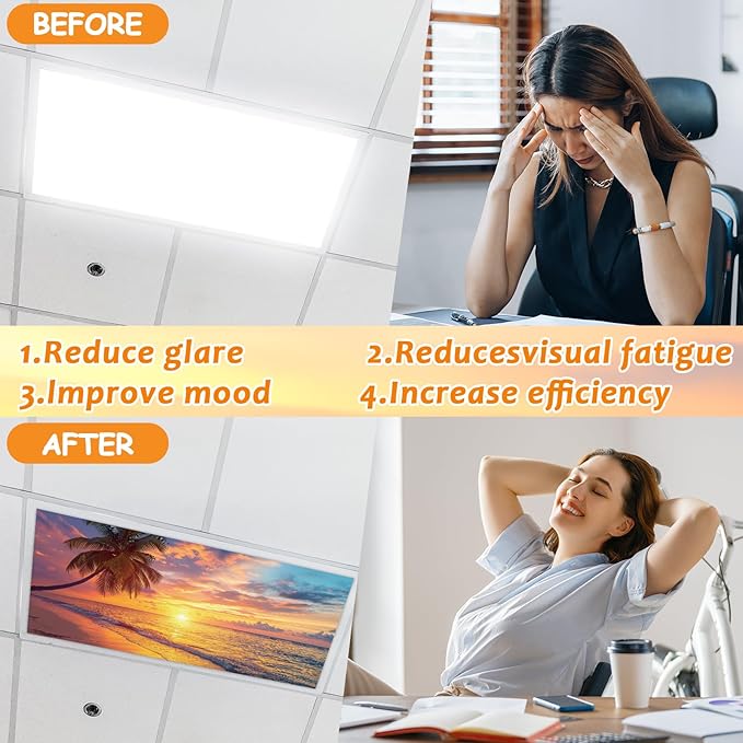 8 Pcs Fluorescent Light Covers with 80 Magnets Decorative for Classroom Ceiling Lights 4 x 2 Feet Magnetic Light Covers Filter Easy Install for Office Hospital & Home Drop Ceiling Supplies (Sea Wave)