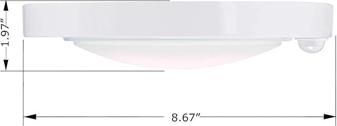 GRUENLICH LED Motion Sensor Flush Mount Ceiling Lighting Fixture, 8.7 Inch 11.5W 890 Lumen, Metal Housing, ETL Rated, 2-Pack, White Finish-3000K