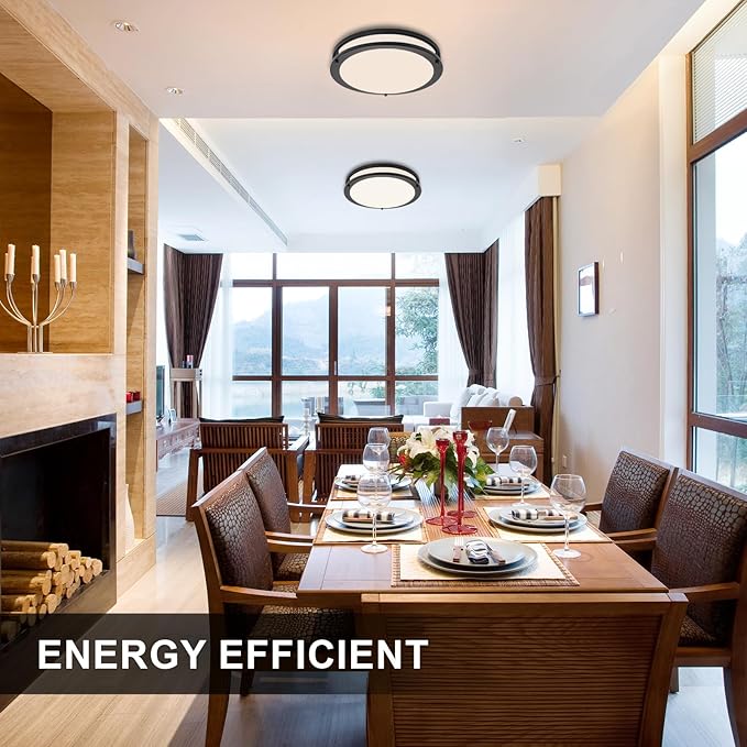 OOWOLF 13.01inch LED Flush Mount Ceiling Light Fixture Remote Dimmable Brushed Nickel, Easy Install LED Ceiling Lamp Without Flicker, Super Bright 36W 3600LM Warm to White Light 2700K to 6500K 2-Pack