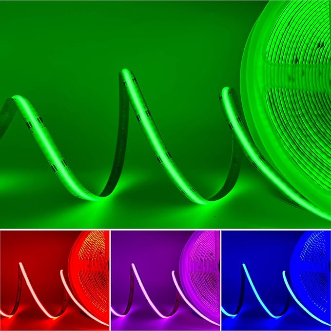 GIDEALED 32.8ft COB LED Strip Light 24V Kit,Color Changing COB RGB LED Strip Light Dimmable,Flexible LED COB Light Strip with IR Remote &Bluetooth APP Control,FCOB LED Light for Bedroom Decoration