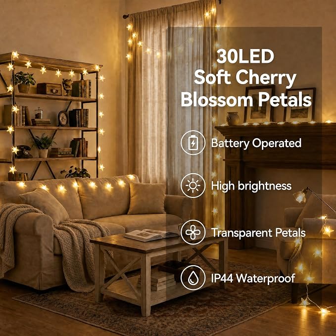 ITICdecor Star String Lights 15 FT 30 LED Fairy Christmas Light Battery Operated Indoor Outdoor Twinkle Lights Bedroom Decor for Party Wedding Xmas Tree (Warm White)