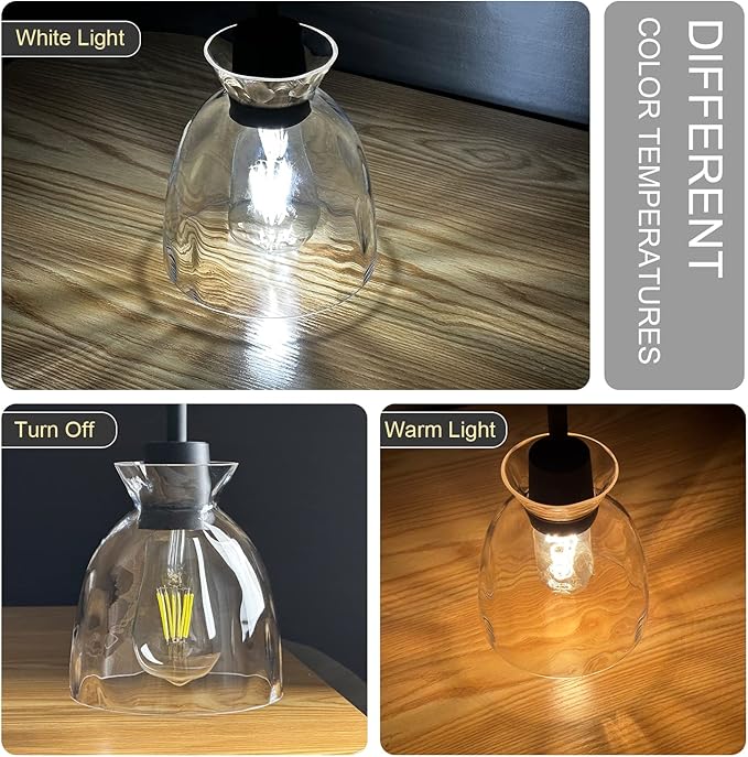 Pendant Light Over Sink with Industrial Hammered Glass Farmhouse Hanging Ceiling Light Adjustable Cord for Kitchen Island Dining Table