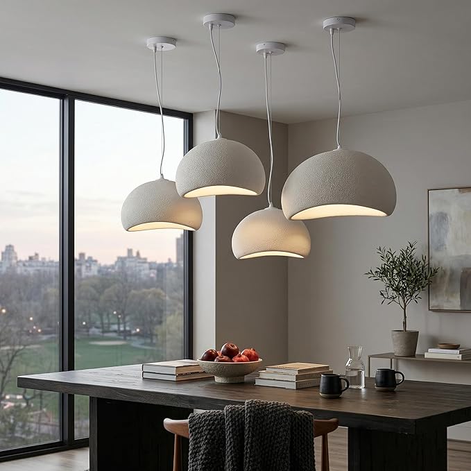 JAYMP 60cm Wabi Sabi Pendant Light for Dining Room Kitchen Island Hallway Restaurant Modern Hanging Lamp E26 Base Japanese Style Bird Nest Shape Lighting Fixture (Matte White,B Shape, 60cm/23.6in)