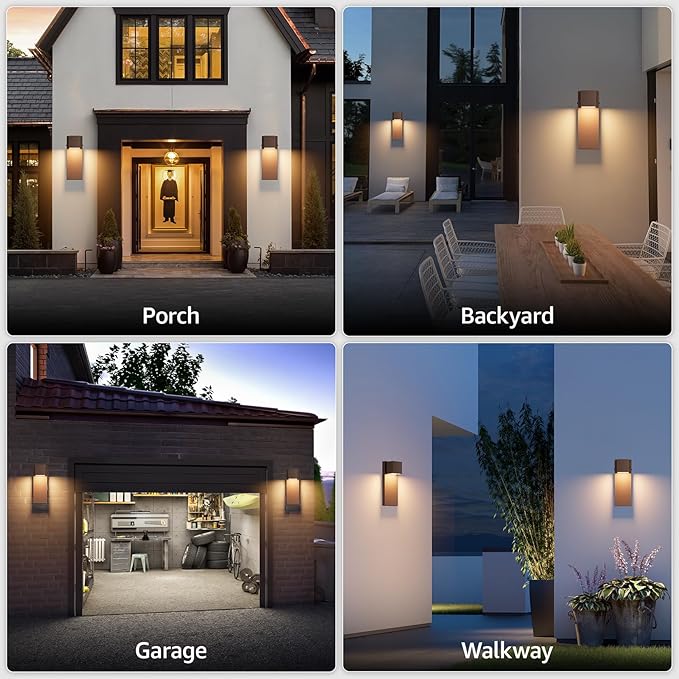 4 Pack 13" Modern Outdoor Led Wall Light,16W 3000K 1200Lumen Porch & Patio Hardwired Wall Mount Wall Sconces,Exterior IP65 Waterproof Aluminum Wall Lamp for Front Door Garage Garden(Rust)