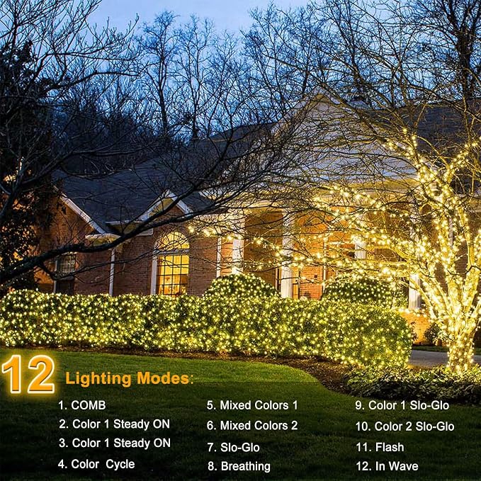 echosari Christmas Net Lights Battery Operated, Dual Color Changing 100 LED Bush Net Lights 5Ft x 5Ft Mesh Light with Remote for Wedding Garden Backyard Decor (Warm White & Multicolor)