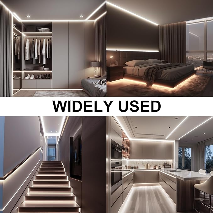 AXMOTUT White COB LED Strip Light, Dimmable 32.8ft/10m LED Light, 6000K Daylight White 3200 LEDs High Lumen LED Tape Lights CRI 90+ with RF Remote and UL Power for Bedroom,Kitchen,DIY Home Decoration