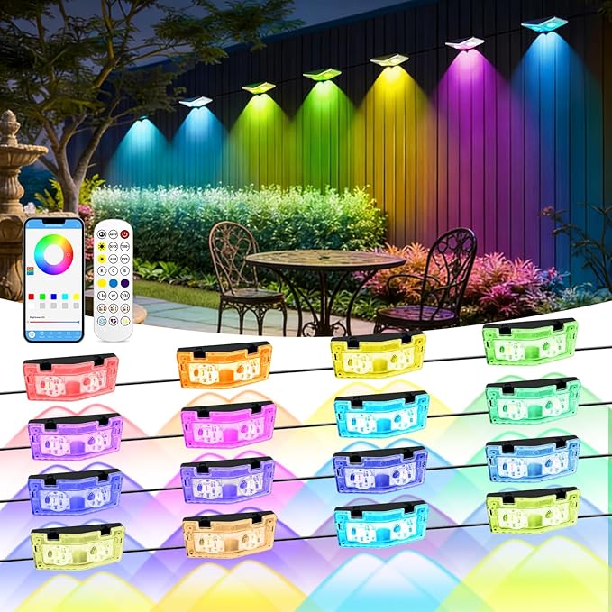 Outdoor Fence Lights Plug in, 100FT RGBIC LED Fence Lights, App & Remote Control, 100 Scene Modes, IP67 Waterproof Outdoor Lights for Backyard, Patio, Deck - Brighter Than Solar Lights