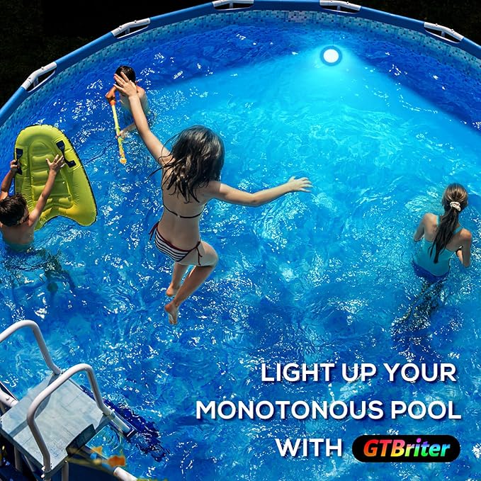 Above Ground Pool Lights with APP Control 20W RGB Dimmable LED Pool Lights with Suction Cups and Built-in Magnets 12V Underwater Pool Light for Above ground Inground Pools IP68 Waterproof 28FT Cord W