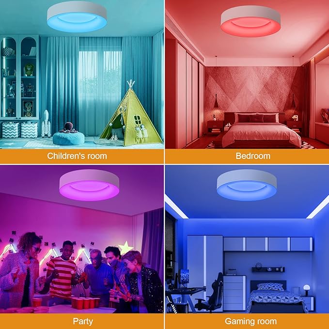 LEZOE 36W 16 Inch RGB Flush Mount LED Ceiling Light Dimmable with Remote Control, 3600lm Color Changing Ceiling Light Fixture, 3000K-6500K Ceiling Lamp for Bedroom Kitchen Hallway Party Living Room