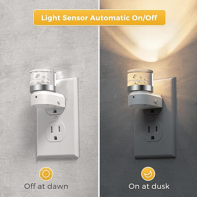 L LOHAS LED Night Lights Plug into Wall, 3000K/4000k/5000K Adjustable Color Temperature Bubble Night Light, Dusk to Dawn Sensor for Hallway, Bathroom, Rooms