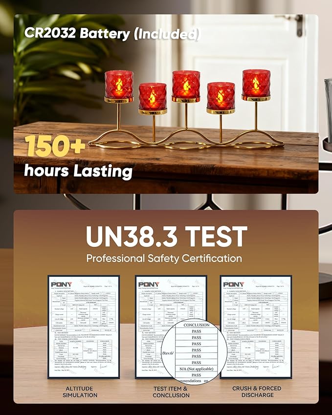 Homemory 2" x 2" Acrylic Votive Candle Holders with Auto Timer Flameless Led Tealight, Battery Powered Fake Electric Candles for Wedding Centerpiece, Table, Christmas Decor (6Pack, Red Base)