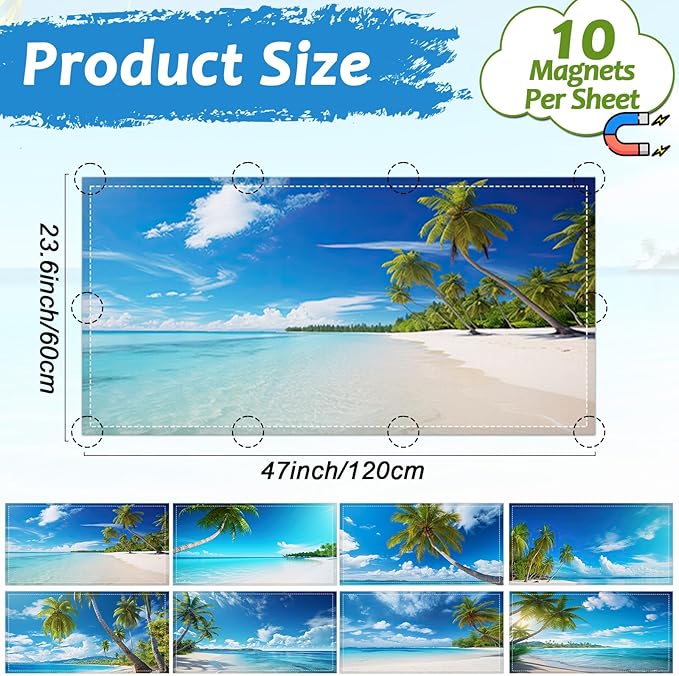 8 Pcs Fluorescent Light Covers with 80 Magnets Decorative for Classroom Ceiling Lights 4 x 2 Feet Magnetic Light Covers Filter Easy Install for Office Hospital & Home Drop Ceiling Supply(Coconut Tree)