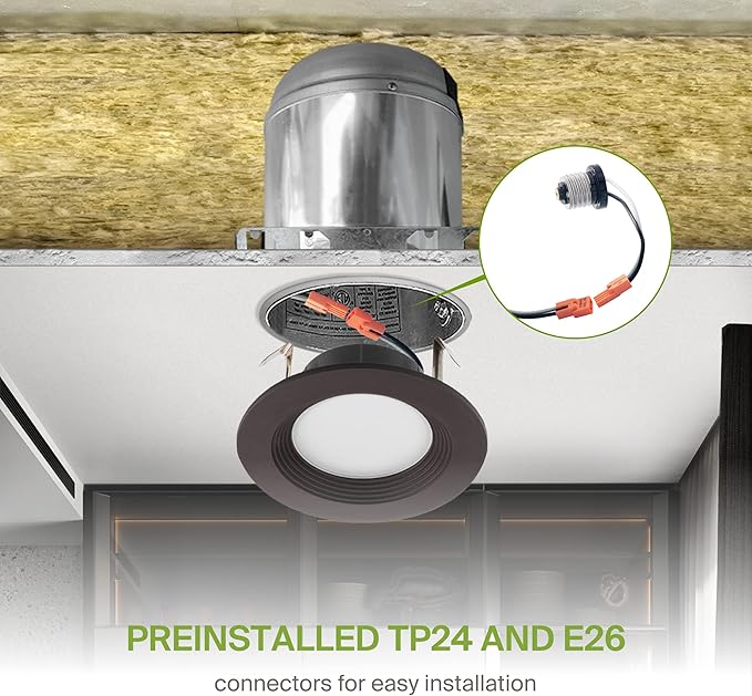ASD Bronze 4 Inch Retrofit LED Recessed Light - 9W 2700K-5000K 700LM Retrofit LED Recessed Lighting 4 Inch, Dimmable Bronze Recessed Lights, Wet Rated Baffle Trim Can Lights, UL