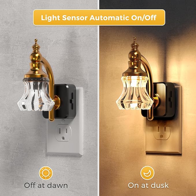 L LOHAS LED Night Lights Plug into Wall, 3000K Soft White LED, Flower Night Lights with Dusk to Dawn Sensor, 0-100lm Adjustable Brightness, for Hallway Bedroom Stairway