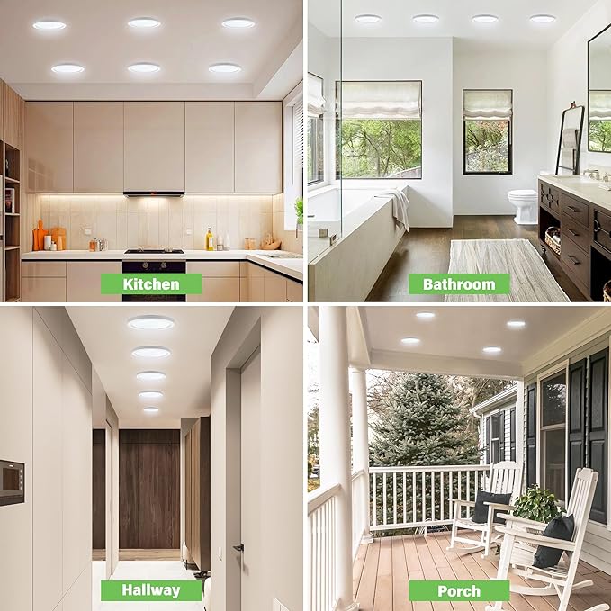 5.4" Flush Mount Ceiling Light Dimmable with ETL CERT, 8W 5000K LED Ceiling Lights White Ultra Thin Round Ceiling Light Fixture for Bedroom, Bathroom,Kitchen, Hallway,Basement,Closet,9Pack
