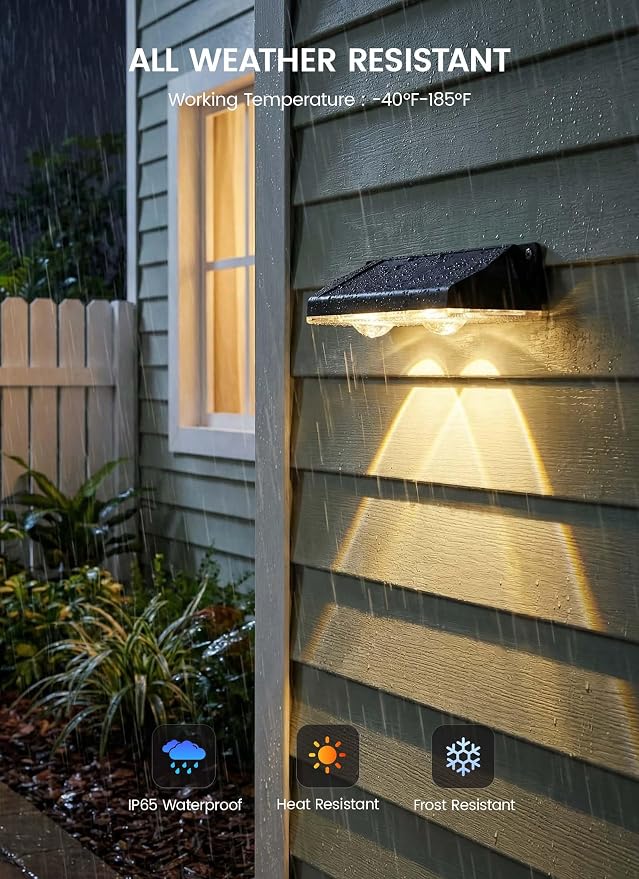 Brightown 8 Pack Solar-Fence-Lights-Outdoor, IP65 Waterproof 3000/4000/6000K/RGB 11 Colors Solar Deck Step Flood Lights, Solar Patio Lights for Outside Backyard Yard Home Improvement Wall Railing