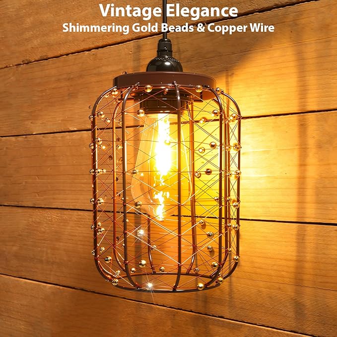 Battery Operated Hanging Outdoor Chandelier, Battery Pendant Light 4 AA Battery-Powered for Gazebo, Pergola, Porch, Patio, Outdoor Decor Lighting