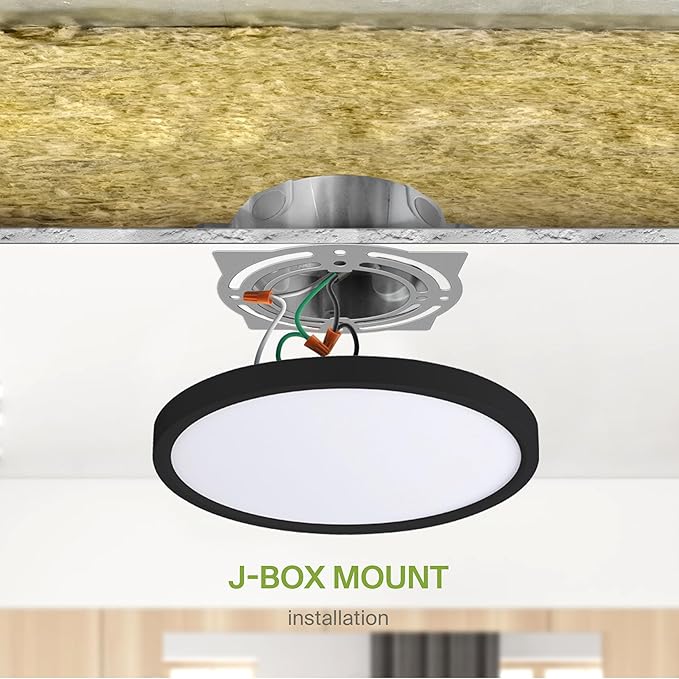 ASD LED 9" Round Flush Mount Ceiling Light Fixture, Low Profile Surface Lighting | 5CCT, Dimmable, Ultra-Thin, ETL Listed | 18W 1660LM 2700-6000K 120V | Kitchen, Bedroom, Hallway Lamp | Black, 12 Pack
