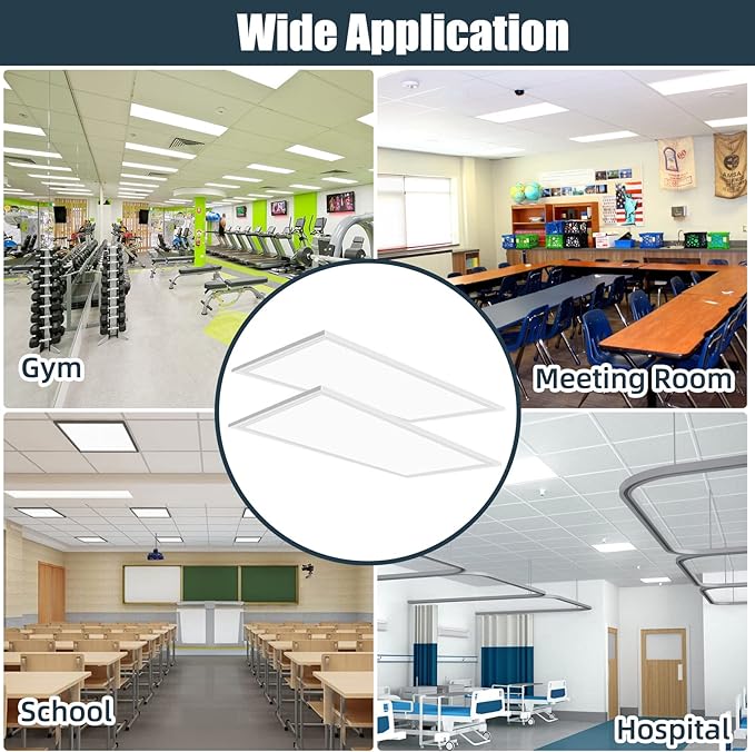 WYZM 2X4 LED Flat Panel Light Drop Ceiling Office Fixture,0-10V Dimmable,7800 Lumens,5000K Daylight White Color, Flat LED Light Panel,Recessed Edge-Lit Troffer Fixture (4 Pack)