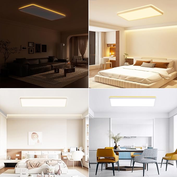 23 Inch Dimmable LED Flush Mount Ceiling Light Fixture with Remote, Square Low Profile Ceiling Light,3000K–6500K Color Changing,1800K Night Light,White,for Bedroom,Kitchen,Living Room