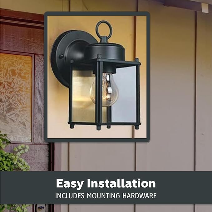 Designers Fountain Ivy Trail Outdoor Light Fixture Pack of 2, 8.25 Inch Exterior Wall Lantern Sconce Set for Front Door, Patio and Porch, Black, D334M-5EW-BK2