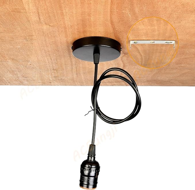 ACBungji 6 Packs 3.6 FT Pendant Light Kit for Edison Bulb, 6Mini Hanging Lighting Fixture DIY with Industrial E26 Socket, Black