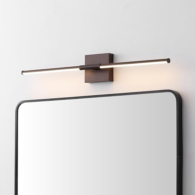 JONATHAN Y 28" Oil Rubbed Bronze Modern Dimmable Integrated LED Wall Sconce, Minimalist Adjustable Metal Vanity Light for Bathroom Mirror, Bedroom, Hallway, 3000K, ETL Listed (JYL7041D)