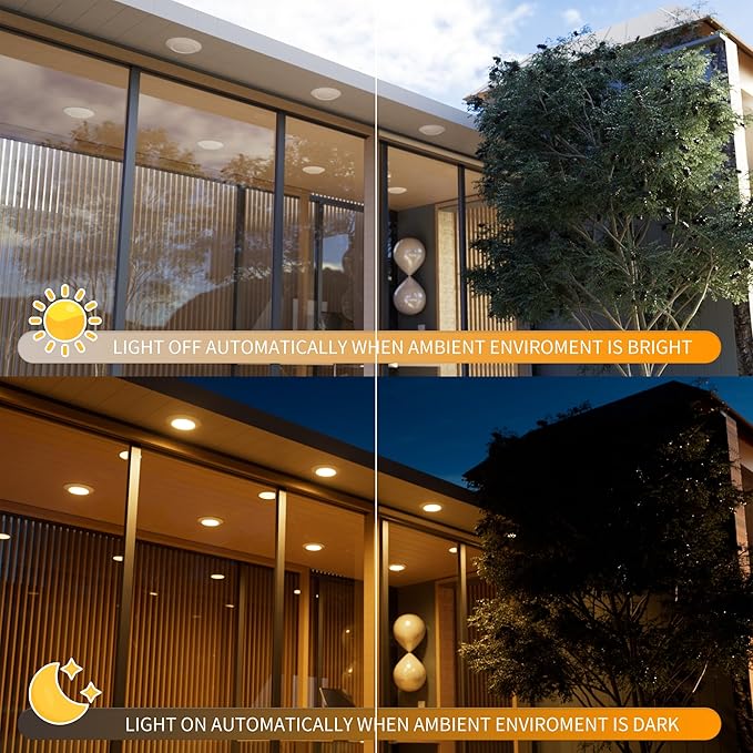 6 Inch LED Low Profile Disk Light with Dusk to Dawn Sensor, 120VAC, 15W, 5CCT Color Changing, 1000LM, Non-Dimmable, ETL, Shower Rated Screw in Photocell Ceiling Light, White/1 Pack