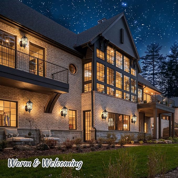 16” Large Size Outdoor Wall Light Fixtures Wall Mounted, Exterior Waterproof Porch Lights Lanterns, Outside Sconces with Water Ripple Glass for House Front Door Garage, Retro Vintage Style, 1 Pack