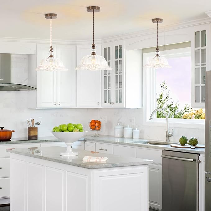 Vintage Pendant Light Fixtures for Kitchen Island Brass Gold 10.6" Glass Small Pendant Lights Adjustable Hanging Light for Hallway Porch Sink Table