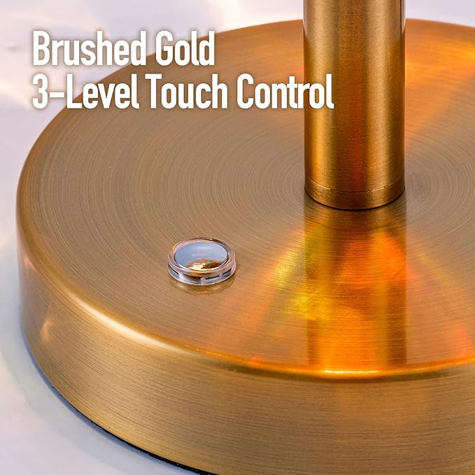 Touch Control Hammered Glass Table Lamp Brass Gold Portable Dimmable Brightness Small Nightstand Light 3-Way Stepless Dimming Bedside Bedroom Living Room (Colorful Amber Glass & Gold)