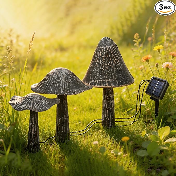 SRNPMIU Solar Lights Outdoor Decor, Solar Metal Mushroom Yard Decorations Outdoor, IP65 Waterproof Garden Decor, Gifts for Women Mom, for Yard Patio Lawn Pathway Landscape