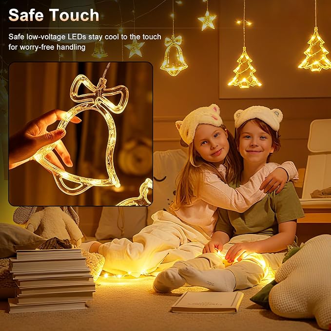 Curtain String Light Decorations 11.48FT Connectable Warm White Hanging Home Lamp USB Powered Fairy Light Indoor/Outdoor for Family Party Decor