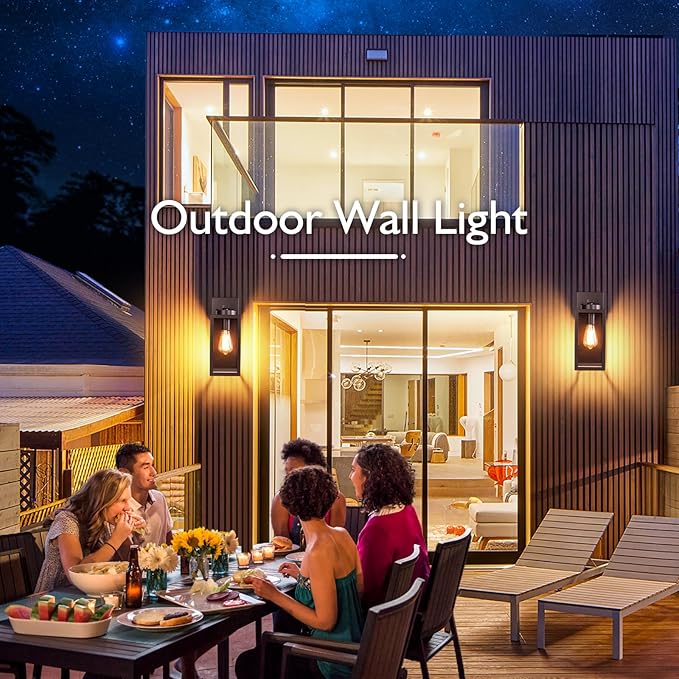 BesLowe Outdoor Wall Light Fixtures, Exterior Waterproof Wall Lanterns, Brown Porch Sconces Wall Mounted Lighting with E26 Sockets & Glass Shades, Modern Wall Lamps for Patio Front Door Entryway