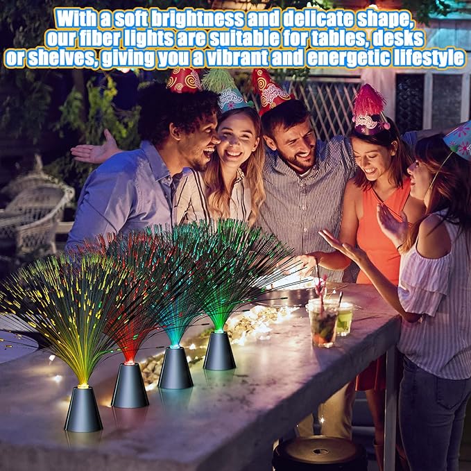 Patelai Fiber Optic Lamp Lighting Bulk 13.5" Color Changing Crystal Base with 7 Colors Table Centerpiece Atmosphere Decor for Glow in The Dark Favors Supplies Valentines Day Wedding Decorations
