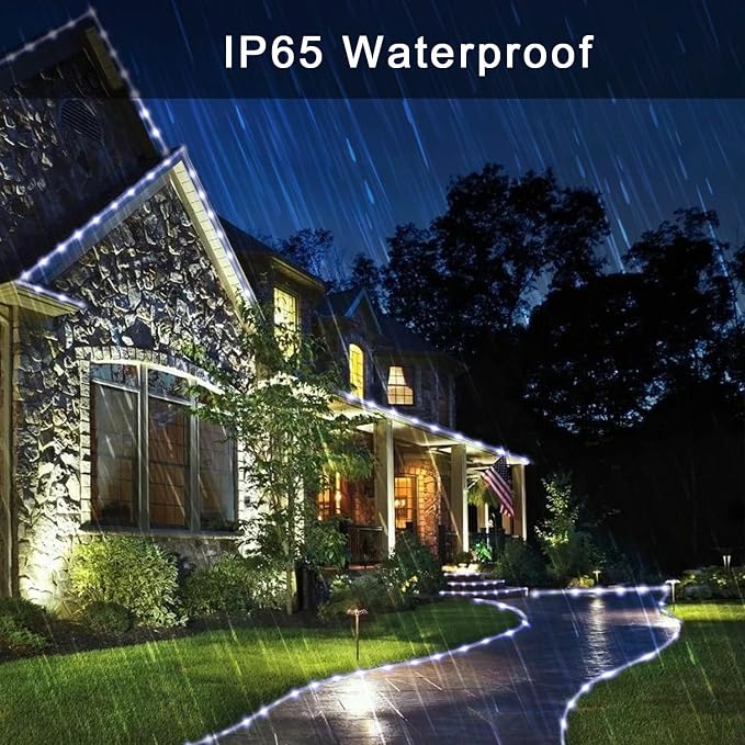 JMEXSUSS 200 LED Solar Rope Lights for Pool, 72ft 8 Modes Solar Rope Lights Outdoor Waterproof LED Solar Powered Rope Tube Fairy Lights for Fence,Gazebo,Yard,Walkway,Path,Garden Decor(White)