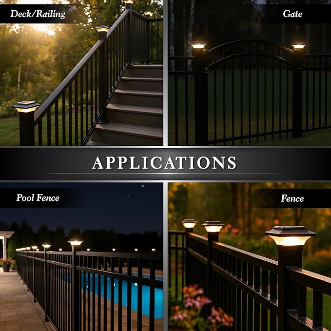 Classy Caps 2x2 Imperial Solar Post Cap - Fits 2"x2", 2.25"x2.25", and 2.5"x2.5" Deck & Fence Posts - Warm & Cool Light Modes - Black Cast Aluminum - Heavy-Duty - Mod. SL082B