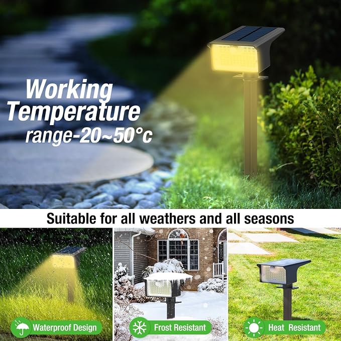 [3 Pack & 62LED]Solar Spot Lights Outdoor Motion Sensor, 3 Modes Motion Sensor Outdoor Lights 2-in-1 Solar Landscape Spotlights LED Solar lights for Outside Yard Garden Wall Pathway Walkway,Warm White