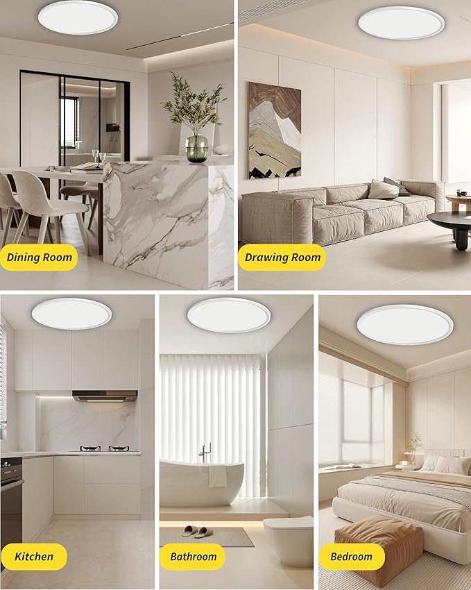 1Pack 20 Inch Large LED Flush Mount Ceiling Light, 40W,4350LM, 3000K/4000K/6000K CCT Selectable,White Round Flat Panel Light Low Profile Ceiling Light Fitures for Hallway, Kitchen, Bedroom, Office