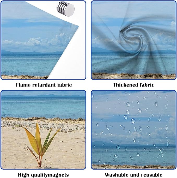 ANGSYLTH 8 Pcs Fluorescent Light Covers - 4 x 2 Feet Covers for Ceiling Lights, Magnetic Light Filters for Classroom, Office, Hospitals, Home (Summer - Beach)