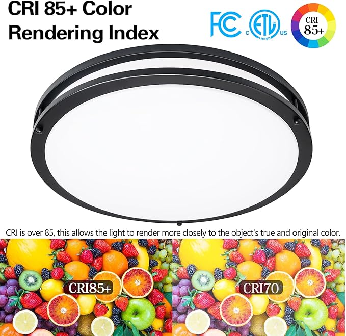 OOWOLF 16inch 48W LED Flush Mount Ceiling Light Fixture Dimmable, 5CCT Super Bright Brushed Nickel Ceiling Light 4800LM Warm/White 480W Equivalent, 3000K/ 3500K/ 4000K/ 5000K/ 6000K Ceiling Lamp