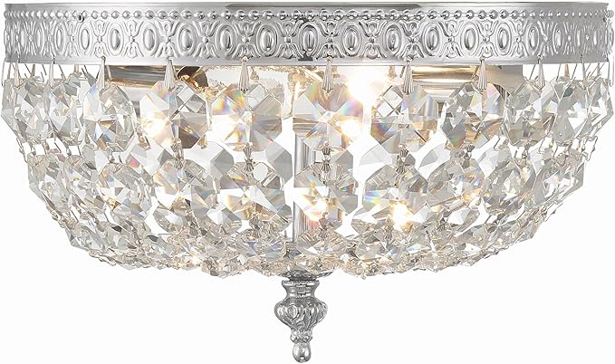Crystorama 2 Light Clear Italian Crystal Flush Mount (Polished Chrome, 10")