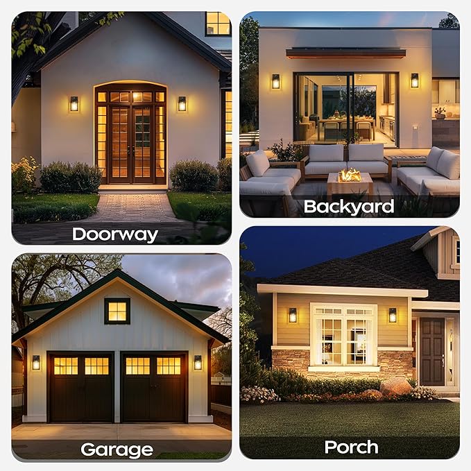 WIHTU Dusk to Dawn Outdoor Lighting Fixtures, Black Exterior Front Porch Light, Sensor Wall Sconce Lamp, Waterproof Wall Lantern, Anti Rust Outside Coach Lights for House, Doorway, Garage