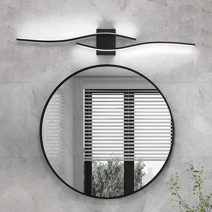 Dimmable LED Bathroom Vanity Light, 39.4 inch Modern Black Bathroom Lighting Fixtures Over Mirror Wall Sconces Light Fixtures for Living Room Bedroom 5500K White Light
