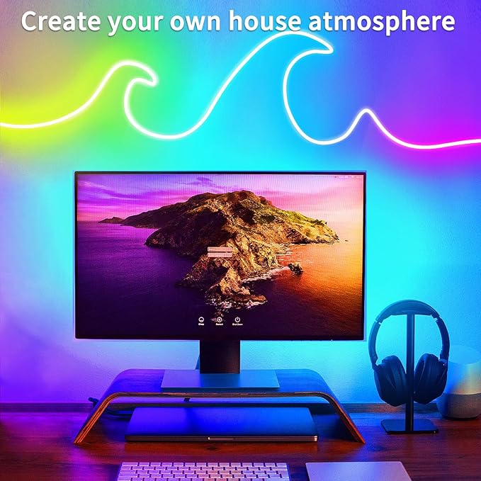 segrass 16.4FT DC24V RGB LED Neon Rope Lights with Remote/APP Control, Waterproof, Flexible, Multicolor, Modern Style for Bedroom, Room, Outdoors, Christmas Decor