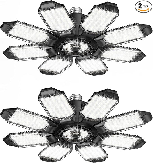 LED Garage Lights - 250W, 6500K, 25000LM Deformable LED Garage Lighting Fixture, Shop Lights for Garage, Basement, Barn, High Bay Light