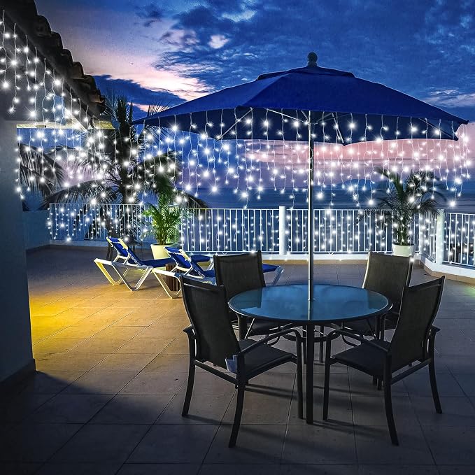 Icicle Lights for Outside - 33FT 400 LED Icicle Christmas Lights Outdoor with 75 Drops 8 Modes, Waterproof Connectable Curtain Hanging Lights for Indoor Eaves Wedding Patio Decorations, Cool White