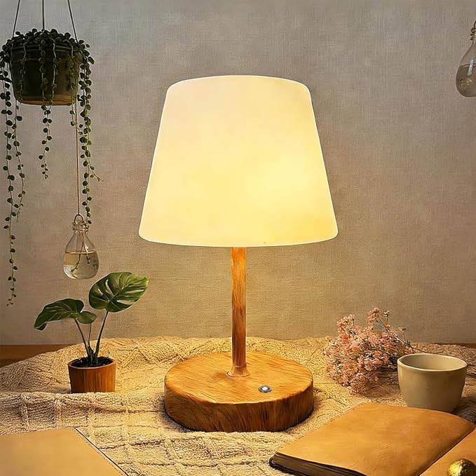 Cordless Table Lamp with 4000mah Battery Powered, Rechargeable Table Lamp for Indoor/Outdoor, 3-Color Dimmable Desk Lamp for Bathroom, Kitchen, Bedroom, Outdoor lamp for Patio, Camping
