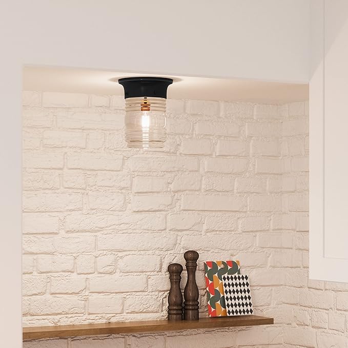Design House 2-Pack Jelly Jar 1-Light Indoor/Outdoor Flush Mount Ceiling Light, Black – Design House, 587576