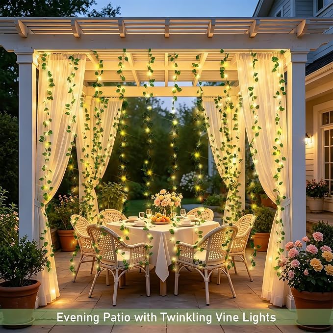 JMEXSUSS Vines Lights for Bedroom, 9.8ft x 9.8ft with Remote, 300 LED Fairy Lights with Vines, Artificial Pothos Curtain Light for Wall Dorm Wedding Indoor Decor